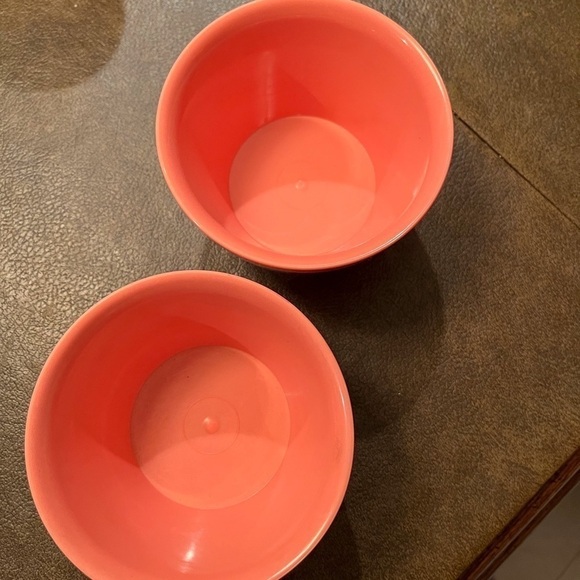 Set of Vintage MCM Raffia Ware 1950s in Coral Pink - Picture 9 of 13